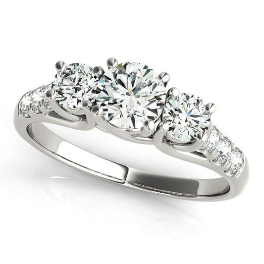 2 ct tw Three Stone Engagement Ring F Color VS Clarity Diamonds GIA Center