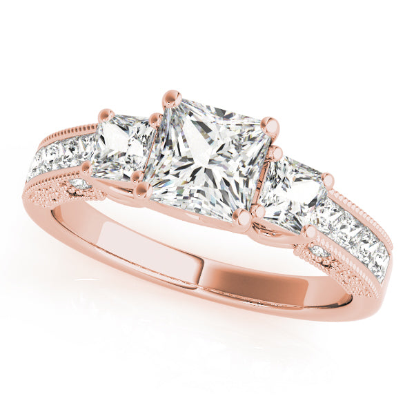1 1/4 ct tw Three Stone Princess Engagement Ring F Color VS Clarity Diamonds GIA Center