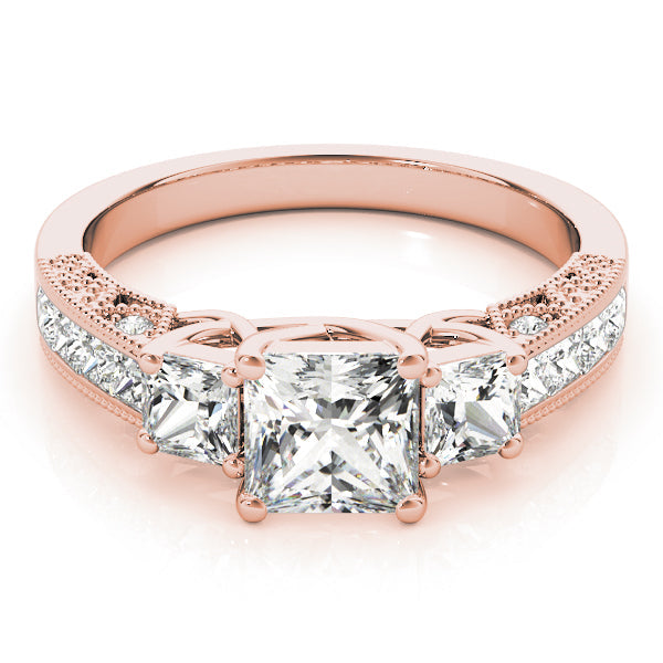 1 1/4 ct tw Three Stone Princess Engagement Ring F Color VS Clarity Diamonds GIA Center