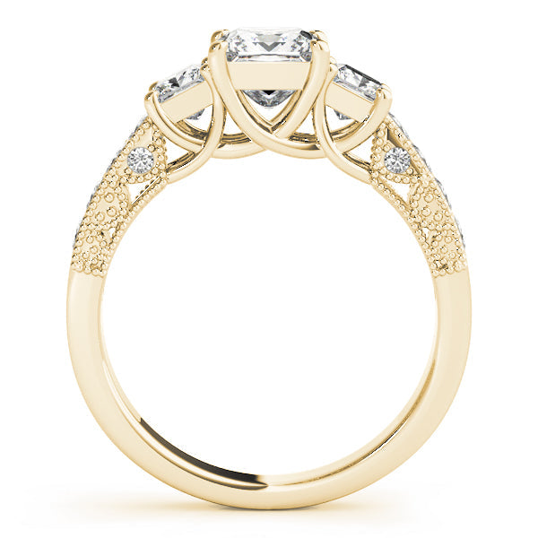 1 1/4 ct tw Three Stone Princess Engagement Ring F Color VS Clarity Diamonds GIA Center
