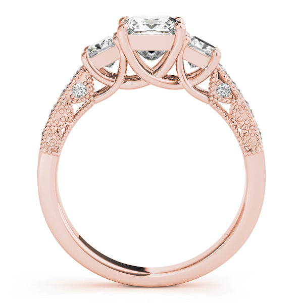 1 1/4 ct tw Three Stone Princess Engagement Ring F Color VS Clarity Diamonds GIA Center