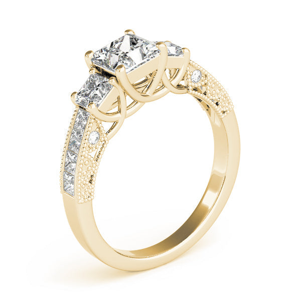 1 1/4 ct tw Three Stone Princess Engagement Ring F Color VS Clarity Diamonds GIA Center