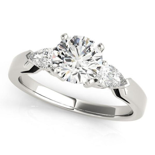 3/8 ct tw Three Stone  Pear Engagement Ring F Color VS Clarity Diamonds GIA Center
