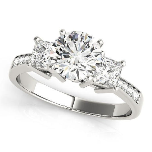 1 1/4 ct tw Three Stone Princess Engagement Ring F Color VS Clarity Diamonds GIA Center