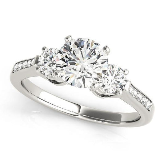 3/4 ct tw Three Stone Engagement Ring F Color VS Clarity Diamonds GIA Center