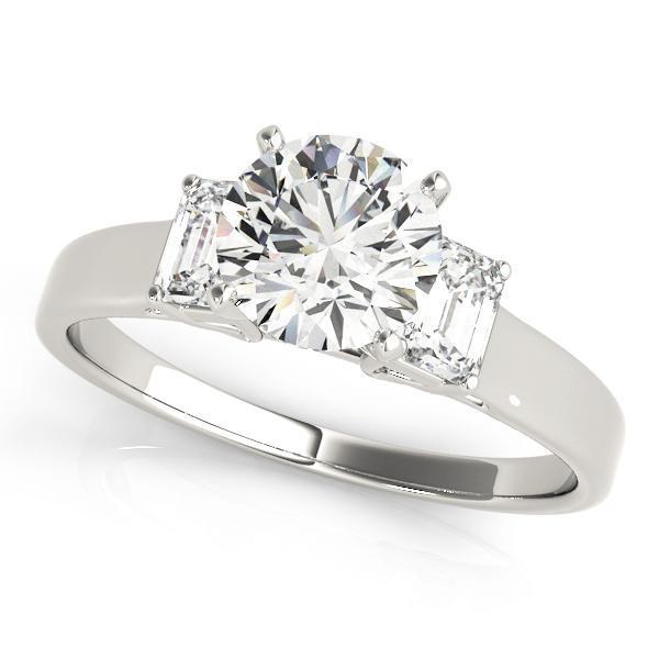 1/2 ct tw Three Stone Oval CutThree Stone  Emerald Engagement Ring F Color VS Clarity Diamonds GIA Center