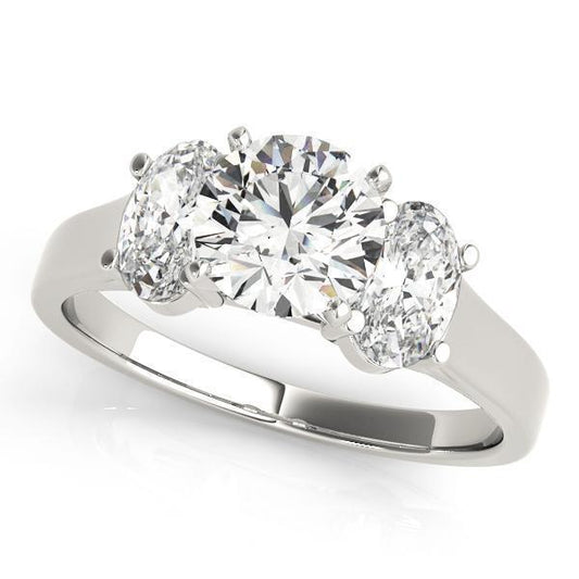 1 7/8 ct tw Three Stone Oval Cut Engagement Ring F Color VS Clarity Diamonds GIA Center