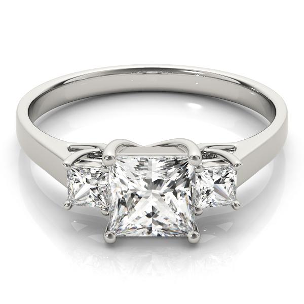 1 1/5 ct tw Three Stone Princess Engagement Ring F Color VS Clarity Diamonds GIA Center