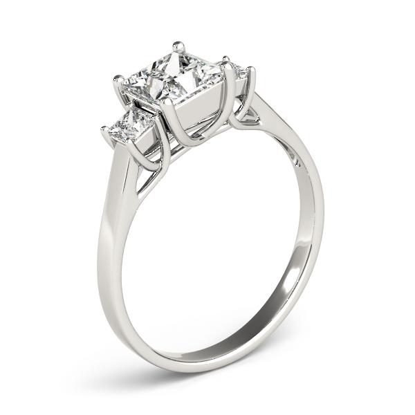 1 1/5 ct tw Three Stone Princess Engagement Ring F Color VS Clarity Diamonds GIA Center