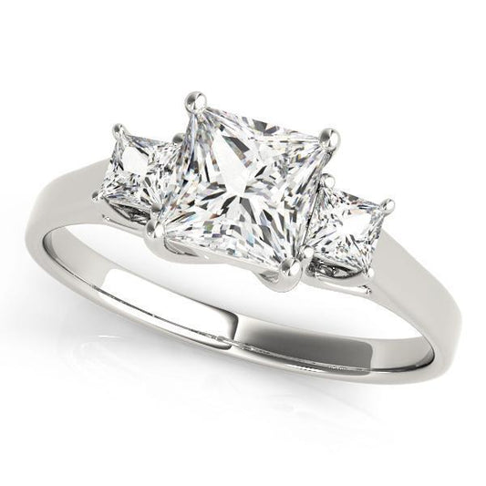 1 1/5 ct tw Three Stone Princess Engagement Ring F Color VS Clarity Diamonds GIA Center