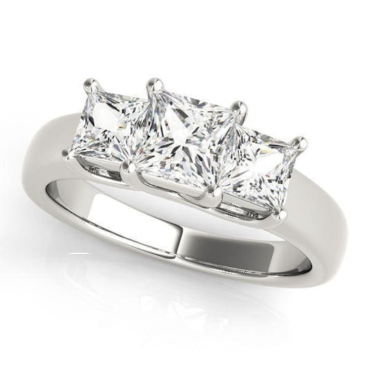1 7/8 ct tw Three Stone Princess Engagement Ring F Color VS Clarity Diamonds GIA Center