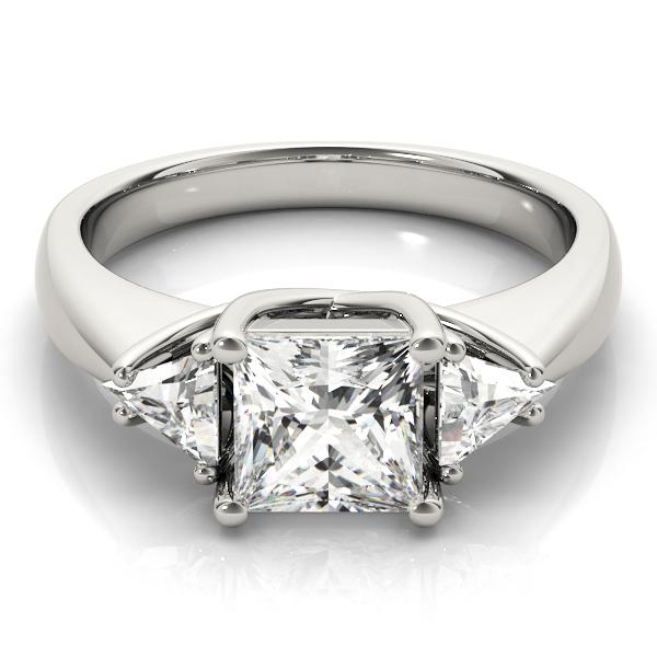 1/3 ct tw Three Stone Princess Engagement Ring F Color VS Clarity Diamonds GIA Center