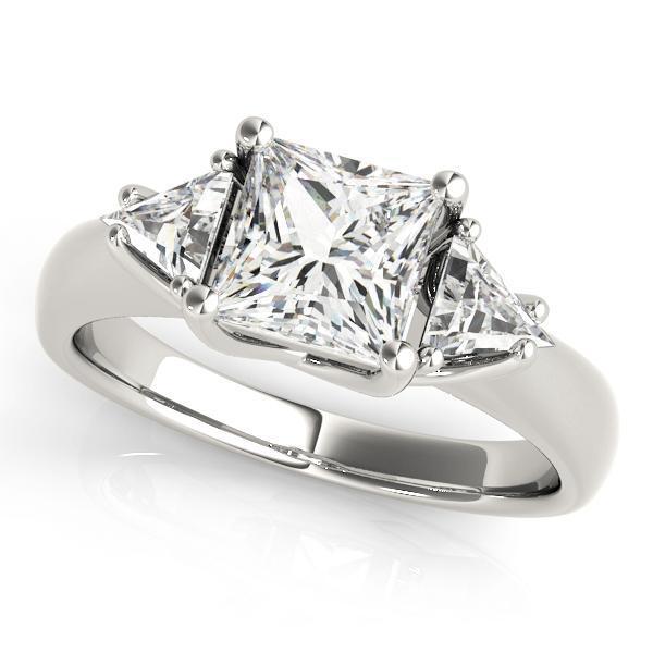 1/2 ct tw Three Stone Princess Engagement Ring F Color VS Clarity Diamonds GIA Center