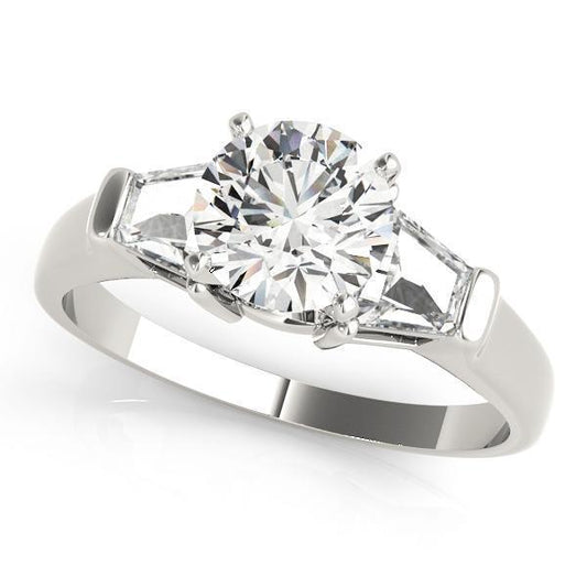 3/4 ct tw Three Stone Traps & HalfMoon Engagement Ring F Color VS Clarity Diamonds GIA Center