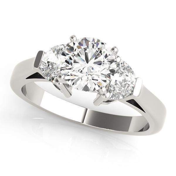 1/2 ct tw Three Stone Traps & HalfMoon Engagement Ring F Color VS Clarity Diamonds GIA Center