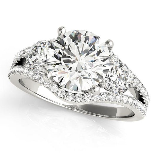2 3/4 ct tw Three Stone   Engagement Ring F Color VS Clarity Diamonds GIA Center