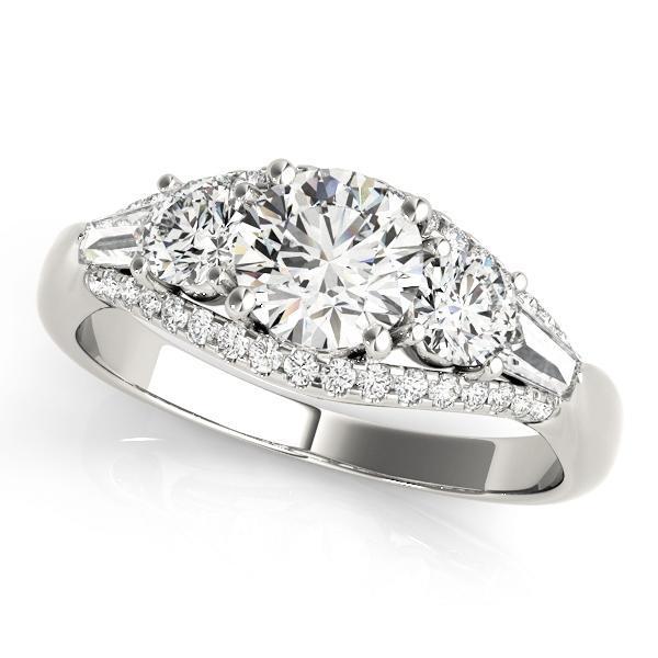 1 3/8 ct tw Three Stone Round MultiRow  Engagement Ring F Color VS Clarity Diamonds GIA Center