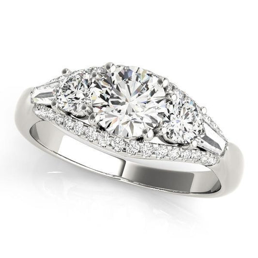 1 3/8 ct tw Three Stone Round MultiRow  Engagement Ring F Color VS Clarity Diamonds GIA Center