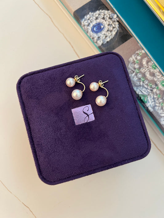 14K Lady S Akoya Curved Pearl earrings